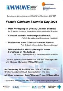 Zum Artikel "Female Clinician Scientist Day 27.06.2024"